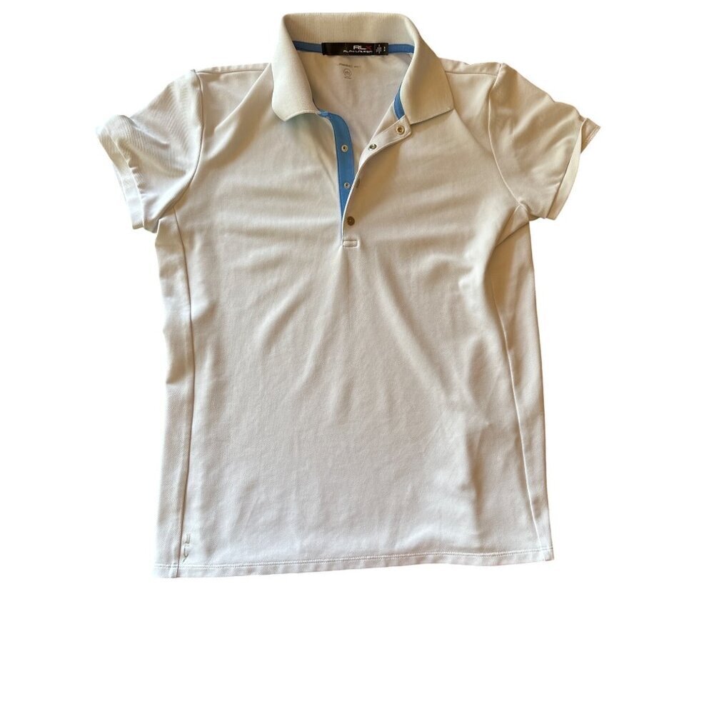 RLX Ralph Lauren‎  Polo Shirt White/Blue Size S Polyester/Elastane